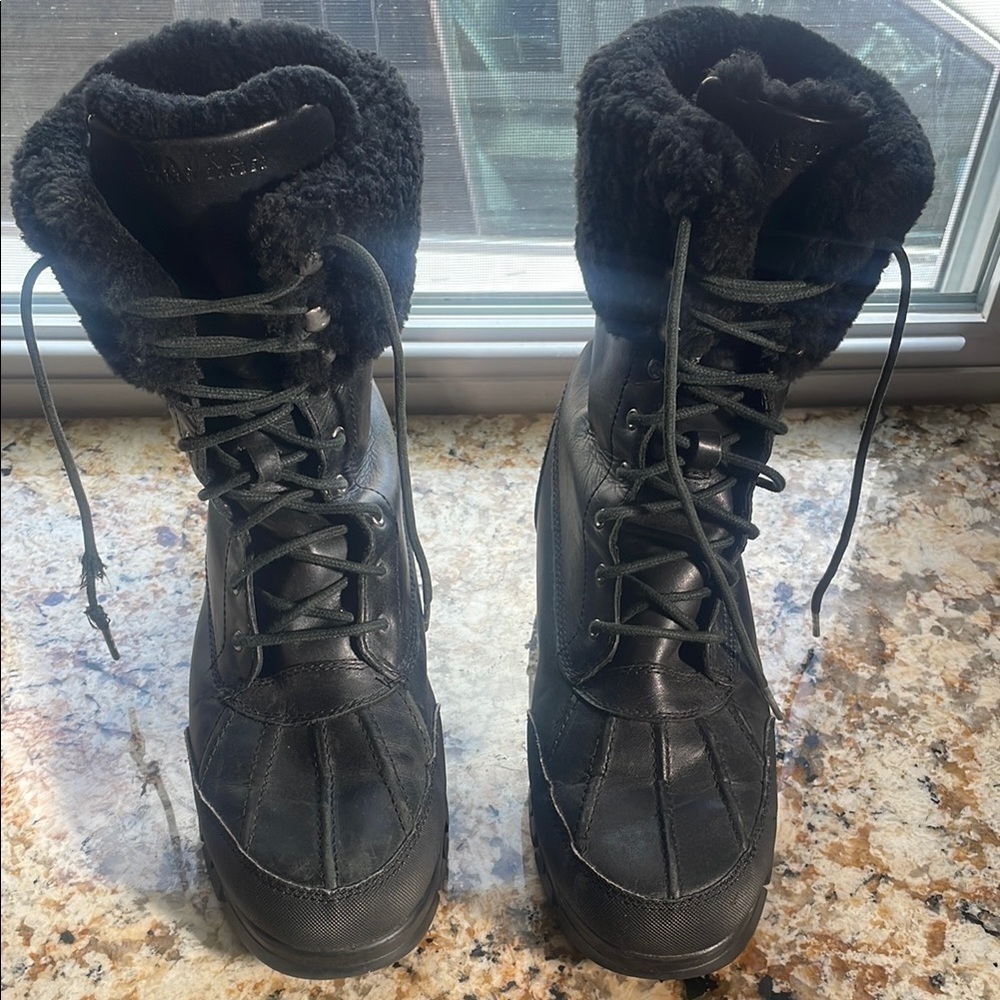 Ralph Lauren Rugged Black Fur-Lined Boots